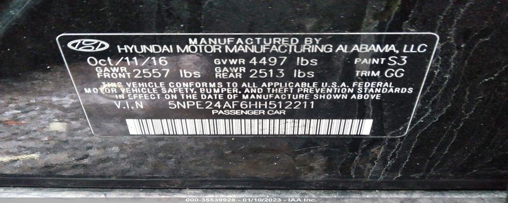 5NPE24AF6HH512211 2017 HYUNDAI SONATA photo no. 9