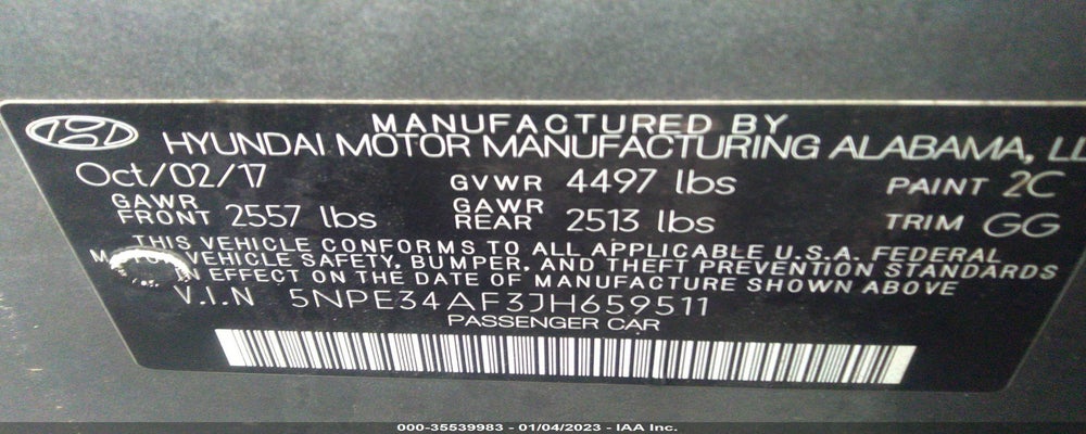 5NPE34AF3JH659511 2018 HYUNDAI SONATA photo no. 9