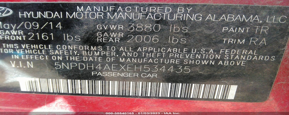 5NPDH4AEXEH534435 2014 HYUNDAI ELANTRA photo no. 9