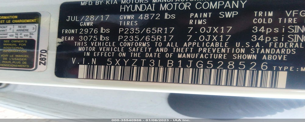 5XYZT3LB1JG528526 2018 HYUNDAI SANTA FE SPORT photo no. 9