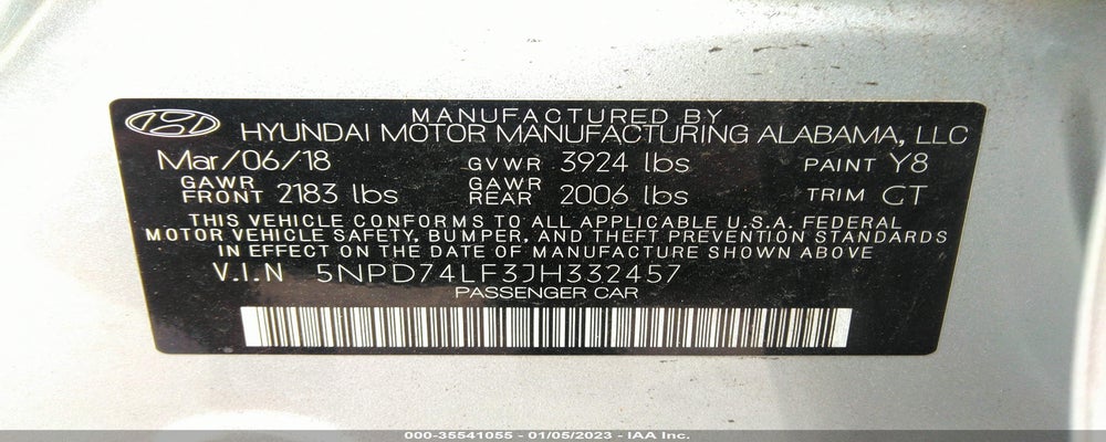 5NPD74LF3JH332457 2018 HYUNDAI ELANTRA photo no. 9