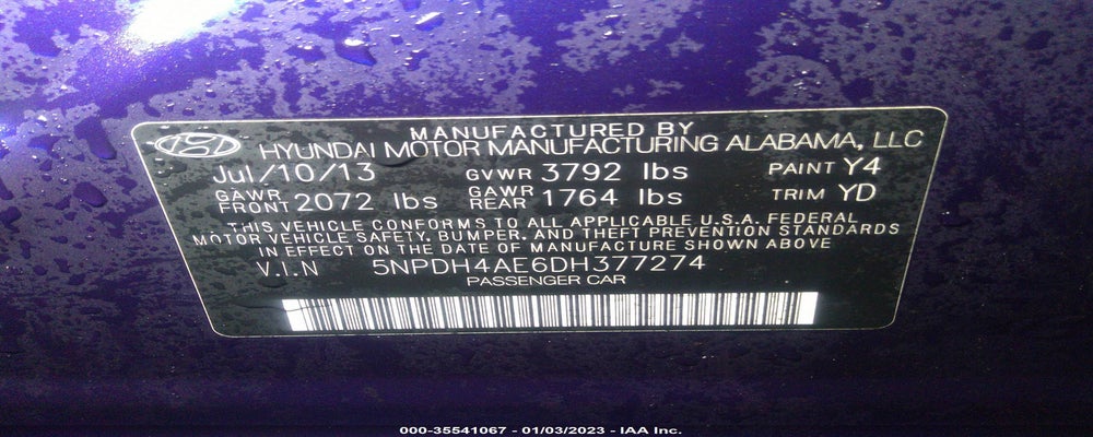 5NPDH4AE6DH377274 2013 HYUNDAI ELANTRA photo no. 9