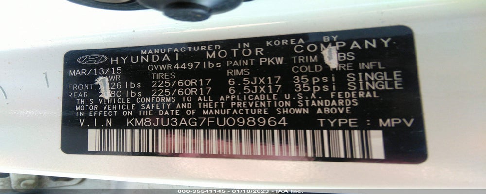 KM8JU3AG7FU098964 2015 HYUNDAI TUCSON photo no. 9