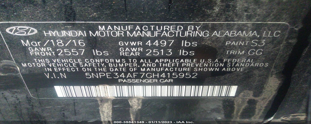 5NPE34AF7GH415952 2016 HYUNDAI SONATA photo no. 9