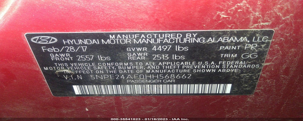 5NPE24AF0HH568662 2017 HYUNDAI SONATA photo no. 9