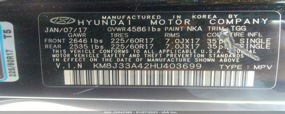 KM8J33A42HU403699 2017 HYUNDAI TUCSON photo no. 9