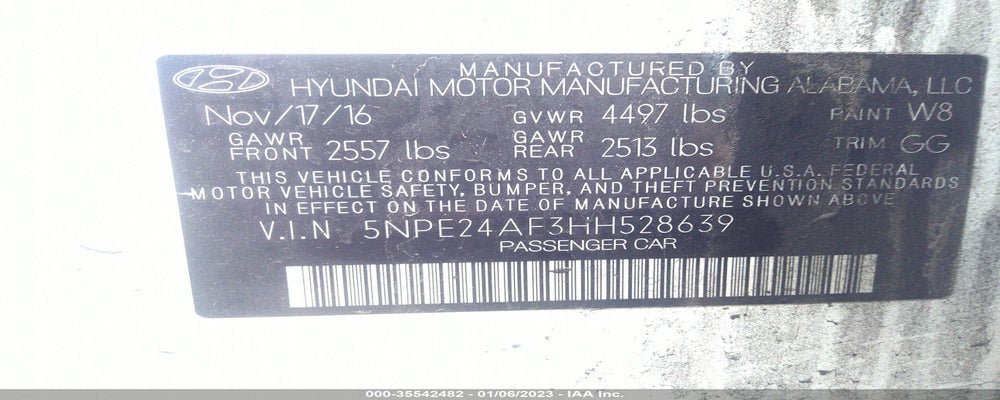5NPE24AF3HH528639 2017 HYUNDAI SONATA photo no. 9