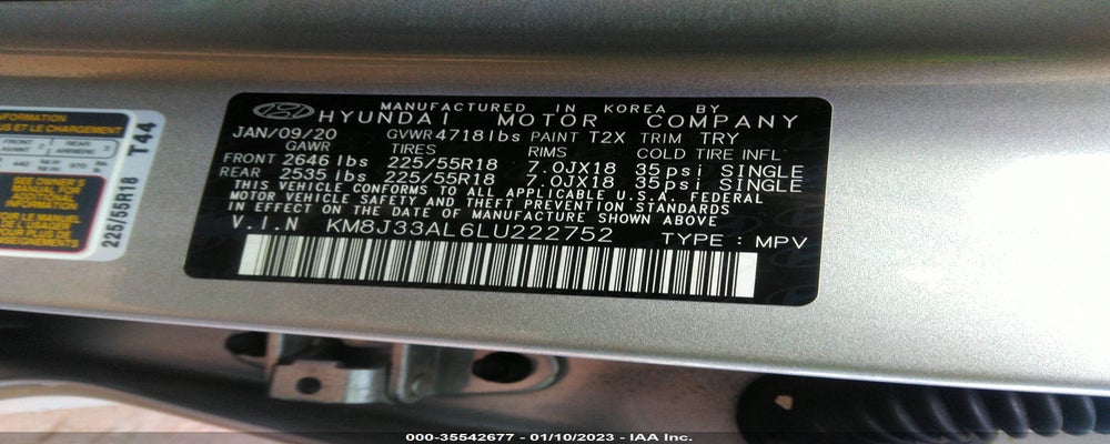KM8J33AL6LU222752 2020 HYUNDAI TUCSON photo no. 9