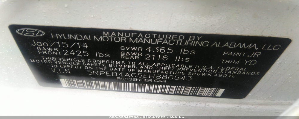 5NPEB4AC5EH880543 2014 HYUNDAI SONATA photo no. 9