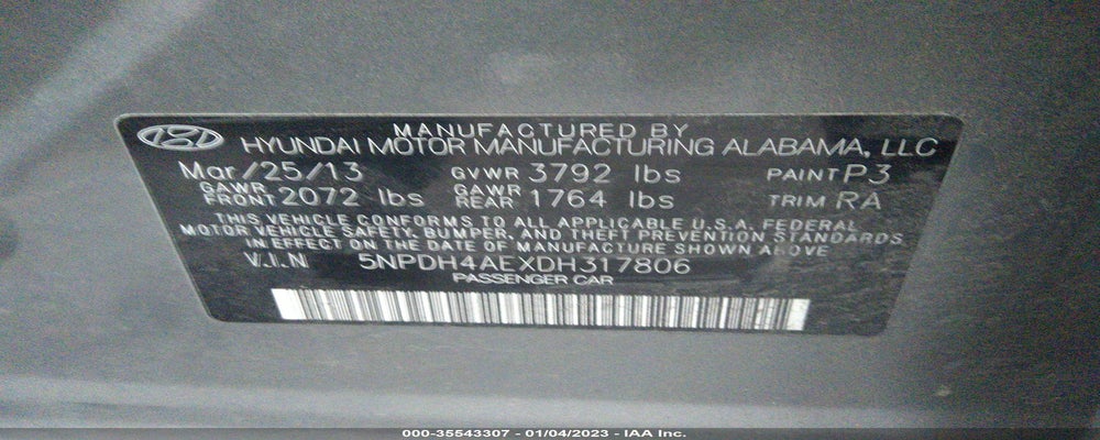 5NPDH4AEXDH317806 2013 HYUNDAI ELANTRA photo no. 9