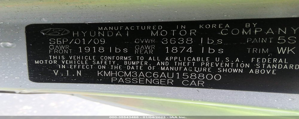 KMHCM3AC6AU158800 2010 HYUNDAI ACCENT photo no. 9