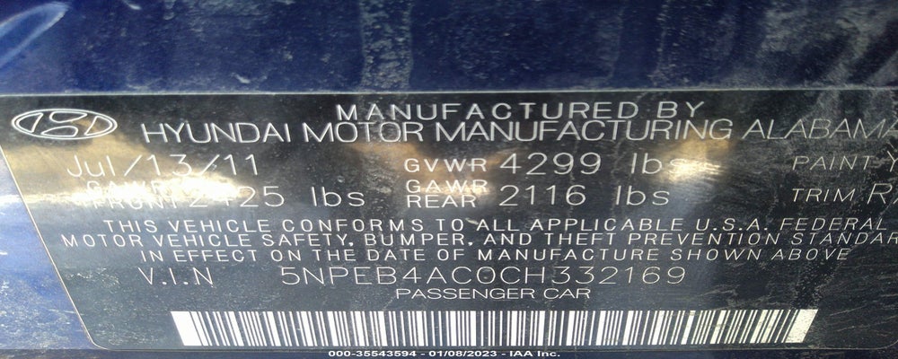 5NPEB4AC0CH332169 2012 HYUNDAI SONATA photo no. 9