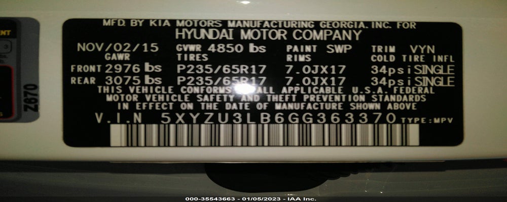 5XYZU3LB6GG363370 2016 HYUNDAI SANTA FE SPORT photo no. 9