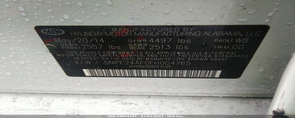 5NPE24AF0FH004765 2015 HYUNDAI SONATA photo no. 9
