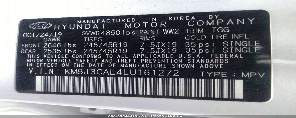 KM8J3CAL4LU161272 2020 HYUNDAI TUCSON photo no. 9