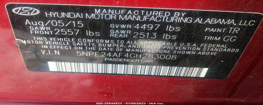 5NPE24AF4GH283008 2016 HYUNDAI SONATA photo no. 9