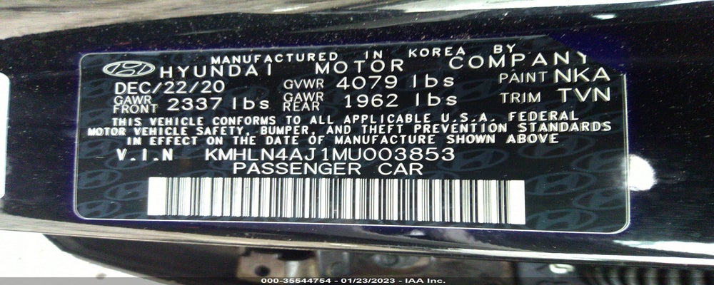 KMHLN4AJ1MU003853 2021 HYUNDAI ELANTRA photo no. 9