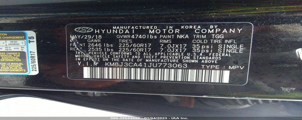KM8J3CA41JU773063 2018 HYUNDAI TUCSON photo no. 9