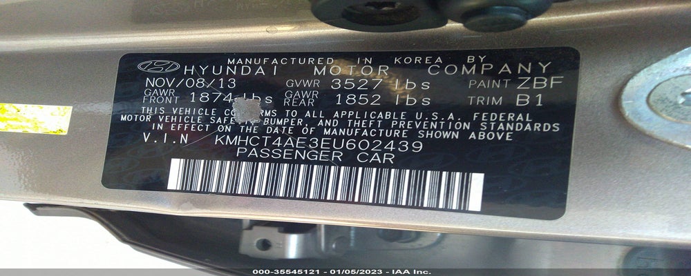 KMHCT4AE3EU602439 2014 HYUNDAI ACCENT photo no. 9