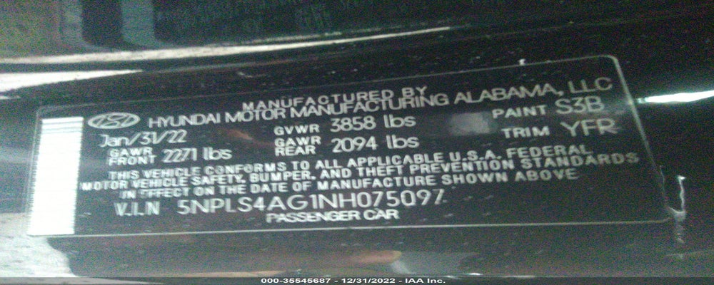 5NPLS4AG1NH075097 2022 HYUNDAI ELANTRA photo no. 9