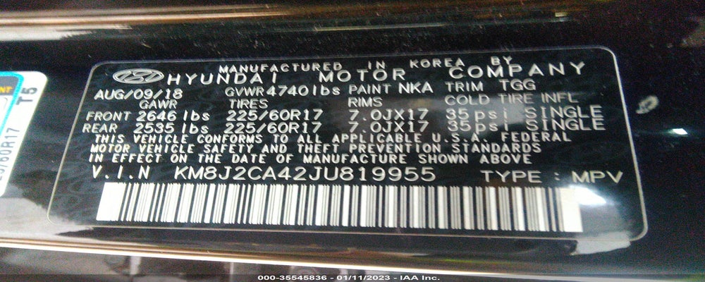 KM8J2CA42JU819955 2018 HYUNDAI TUCSON photo no. 9