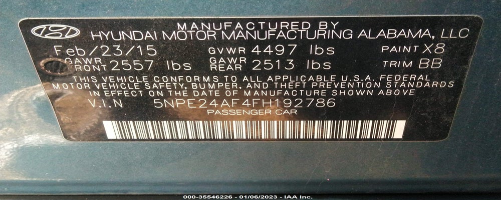 5NPE24AF4FH192786 2015 HYUNDAI SONATA photo no. 9
