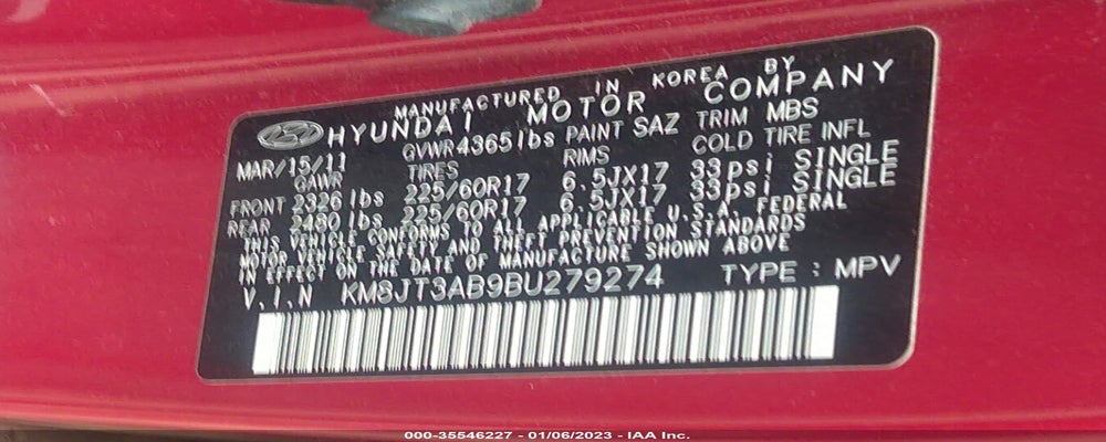 KM8JT3AB9BU279274 2011 HYUNDAI TUCSON photo no. 9