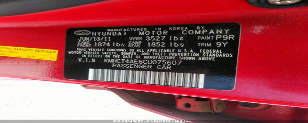 KMHCT4AE6CU075607 2012 HYUNDAI ACCENT photo no. 9