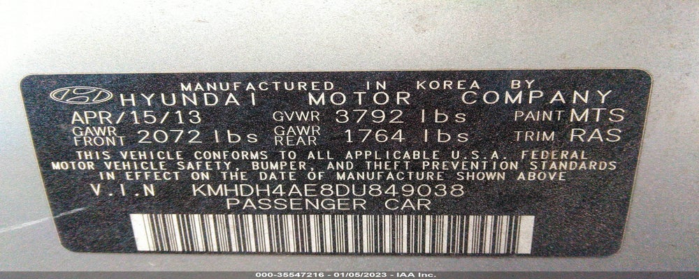 KMHDH4AE8DU849038 2013 HYUNDAI ELANTRA photo no. 9