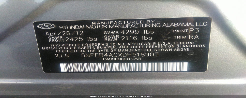 5NPEB4ACXDH518903 2013 HYUNDAI SONATA photo no. 9