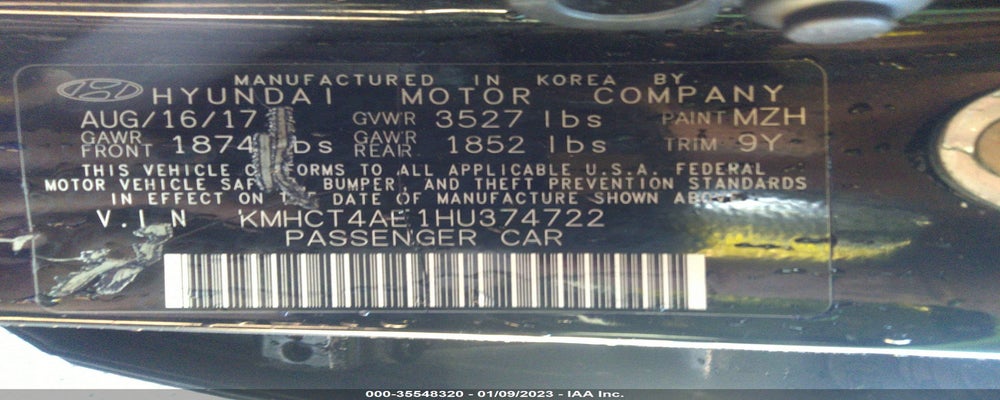 KMHCT4AE1HU374722 2017 HYUNDAI ACCENT photo no. 9