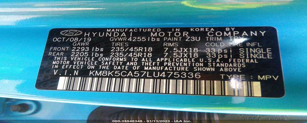 KM8K5CA57LU475336 2020 HYUNDAI KONA photo no. 9