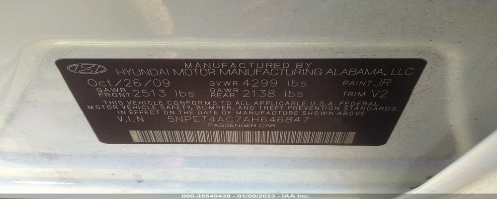 5NPET4AC7AH646847 2010 HYUNDAI SONATA photo no. 9