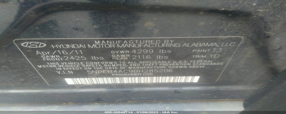 5NPEB4AC9BH285206 2011 HYUNDAI SONATA photo no. 9