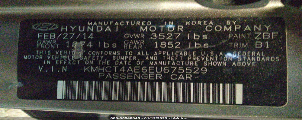 KMHCT4AE6EU675529 2014 HYUNDAI ACCENT photo no. 9