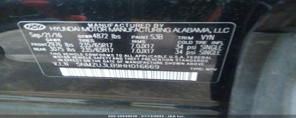 5NMZU3LB9HH016669 2017 HYUNDAI SANTA FE SPORT photo no. 9
