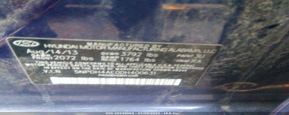 5NPDH4AE0DH400631 2013 HYUNDAI ELANTRA photo no. 9