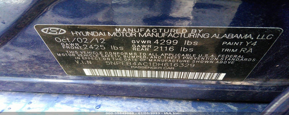 5NPEB4AC1DH616329 2013 HYUNDAI SONATA photo no. 9