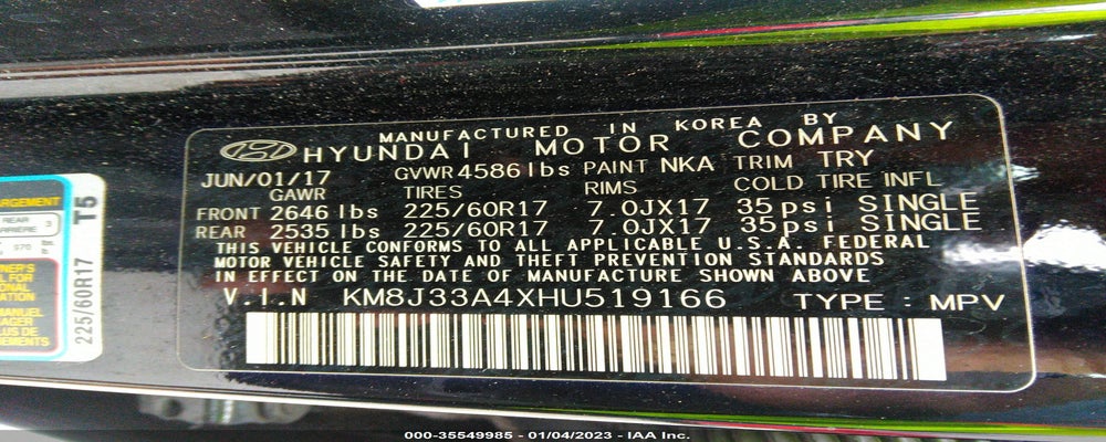 KM8J33A4XHU519166 2017 HYUNDAI TUCSON photo no. 9
