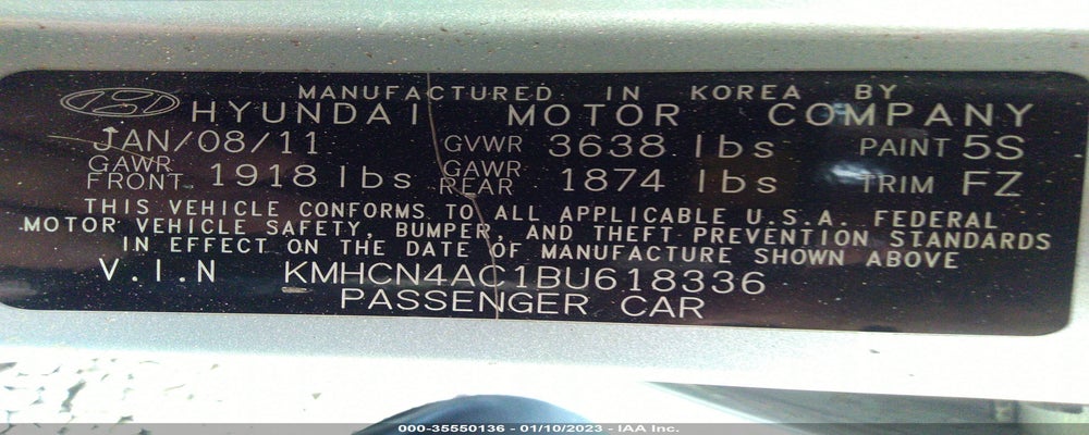 KMHCN4AC1BU618336 2011 HYUNDAI ACCENT photo no. 9