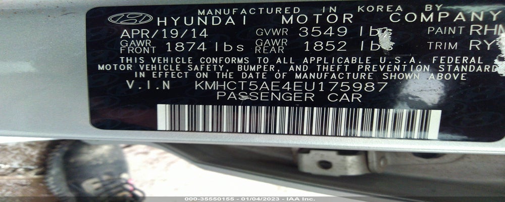 KMHCT5AE4EU175987 2014 HYUNDAI ACCENT photo no. 9