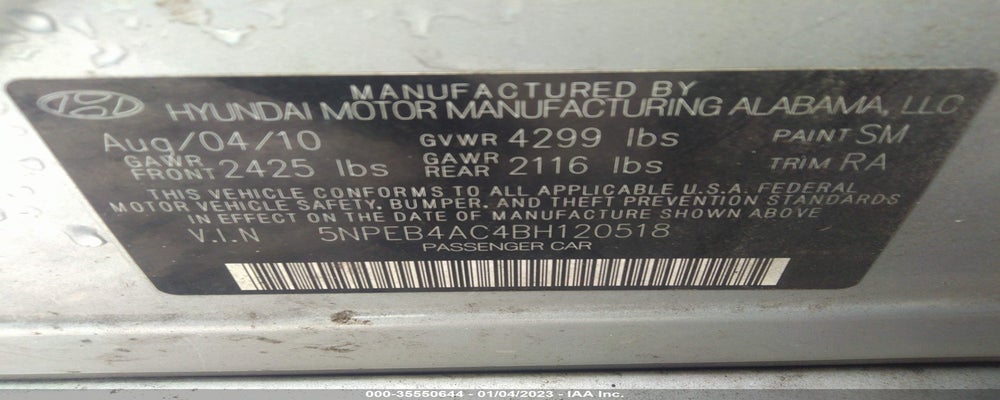 5NPEB4AC4BH120518 2011 HYUNDAI SONATA photo no. 9