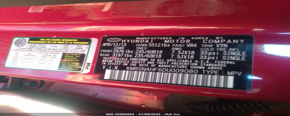 KM8SN4HF6DU009080 2013 HYUNDAI SANTA FE photo no. 9