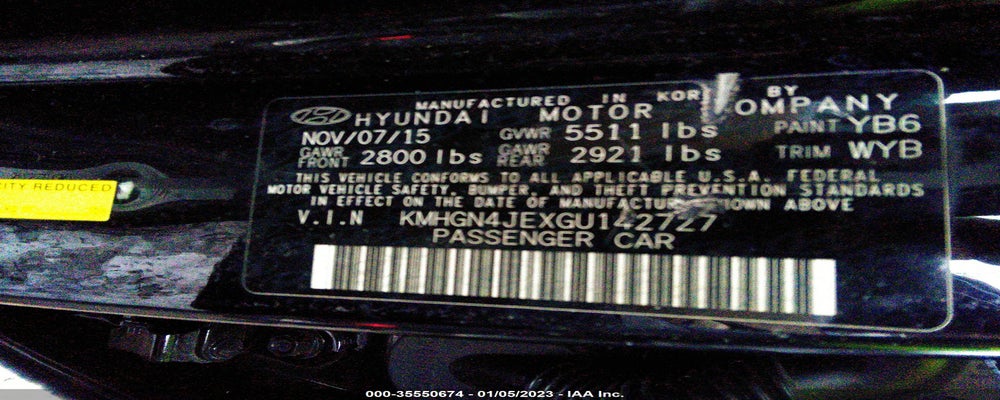 KMHGN4JEXGU142727 2016 HYUNDAI GENESIS photo no. 9