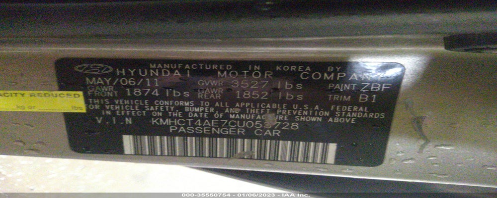 KMHCT4AE7CU053728 2012 HYUNDAI ACCENT photo no. 9