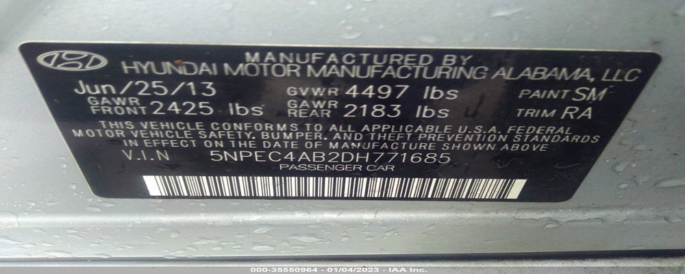 5NPEC4AB2DH771685 2013 HYUNDAI SONATA photo no. 9