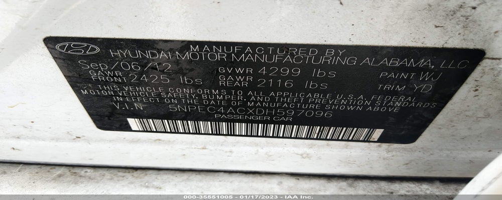 5NPEC4ACXDH597096 2013 HYUNDAI SONATA photo no. 9