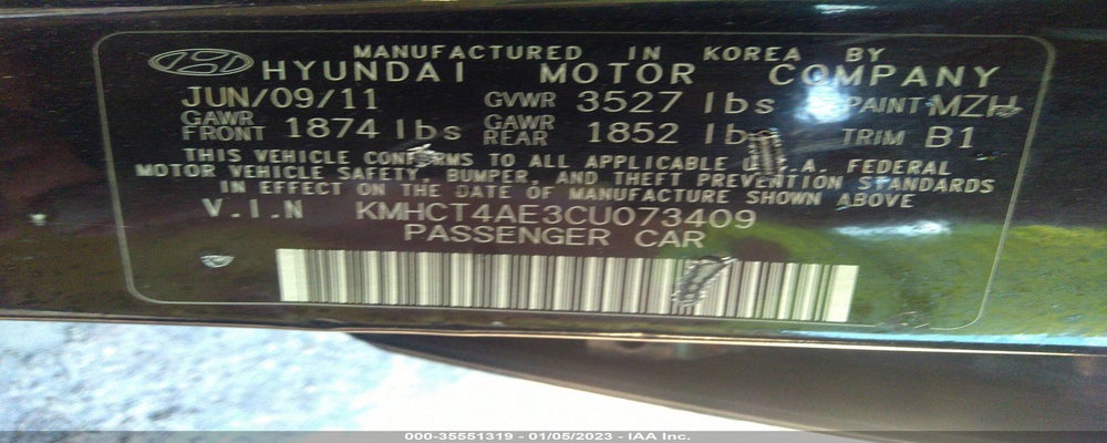 KMHCT4AE3CU073409 2012 HYUNDAI ACCENT photo no. 9