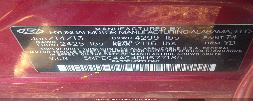 5NPEC4AC4DH677185 2013 HYUNDAI SONATA photo no. 9