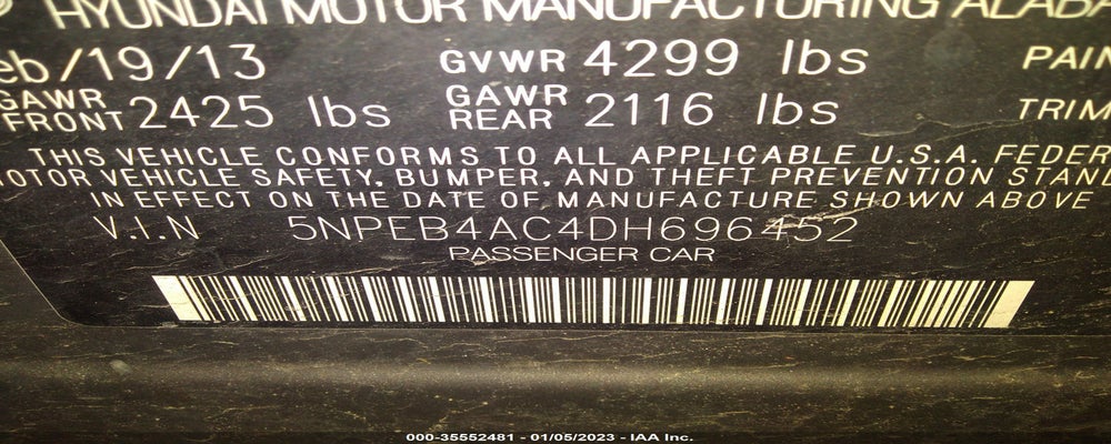 5NPEB4AC4DH696452 2013 HYUNDAI SONATA photo no. 9